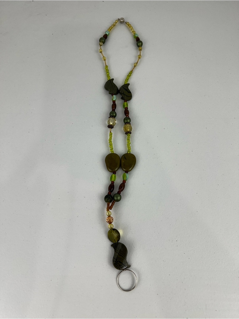 Vintage Style Mixed Glass & Plastic Beaded ID Lanyard Necklace Magnetic Clasp - Picture 5 of 8